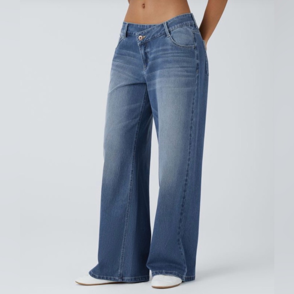 Halara Asymmetrical Blue Denim Jeans Women’s M Reg